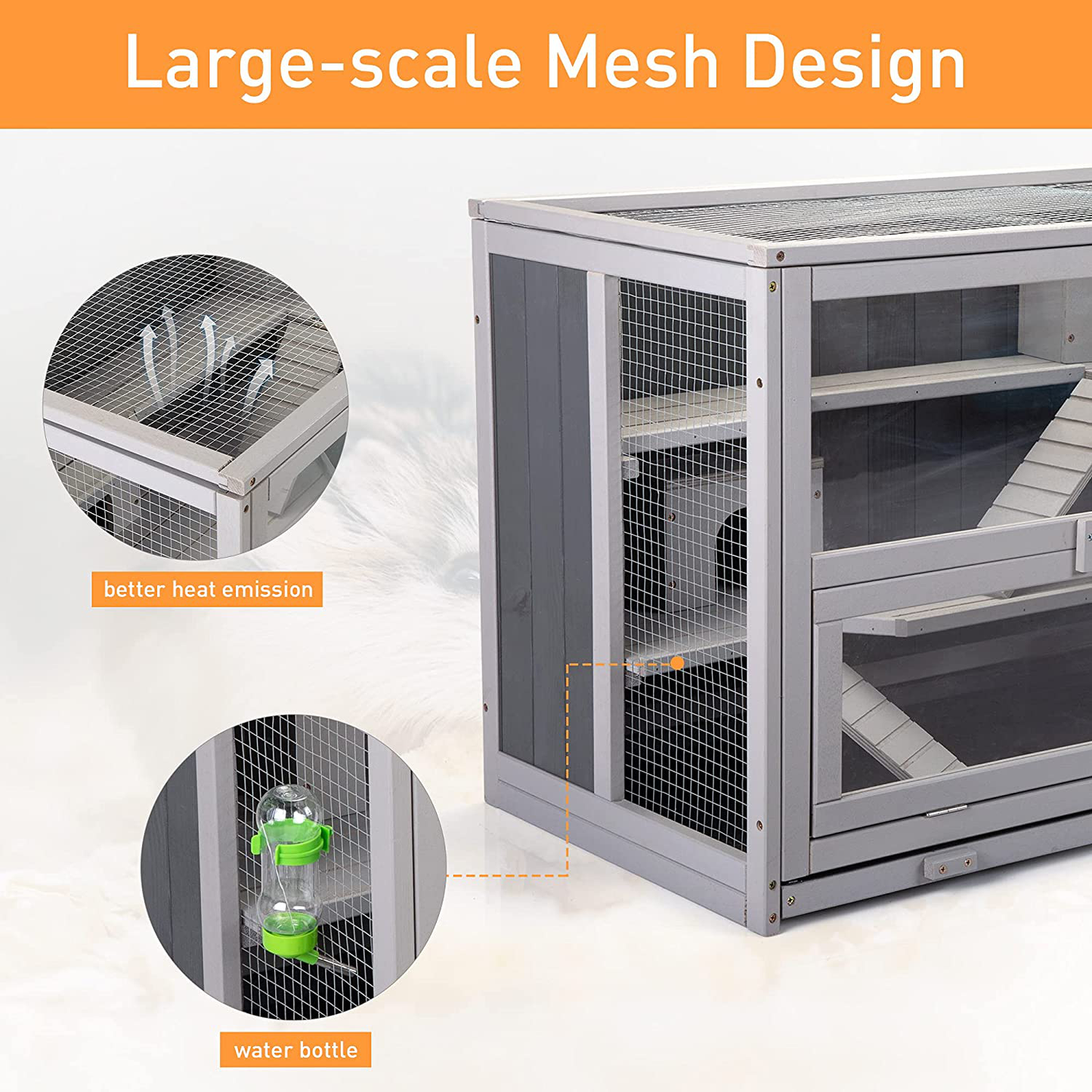 COZIWOW 3 Tier Hamster Cage, Wood Guinea Pig Habitat, Rat House with Hideouts, Ramps and Pull Out Tray, Small Animal House Chinchilla Enclosure, Grey Animals & Pet Supplies > Pet Supplies > Small Animal Supplies > Small Animal Habitats & Cages COZIWOW   