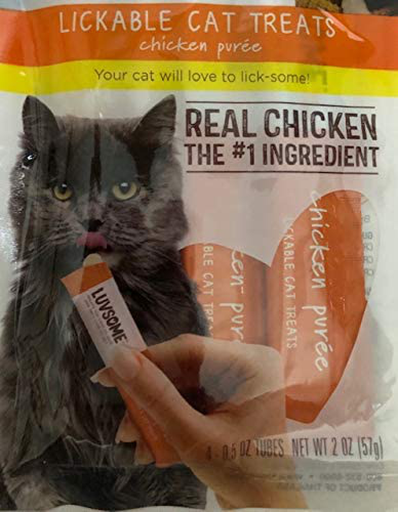 Luvsome Lickable Cat Treats Chicken Puree` (1) Pack with 4 Individual Tubes 0.5Ounce Animals & Pet Supplies > Pet Supplies > Cat Supplies > Cat Treats Luvsome   