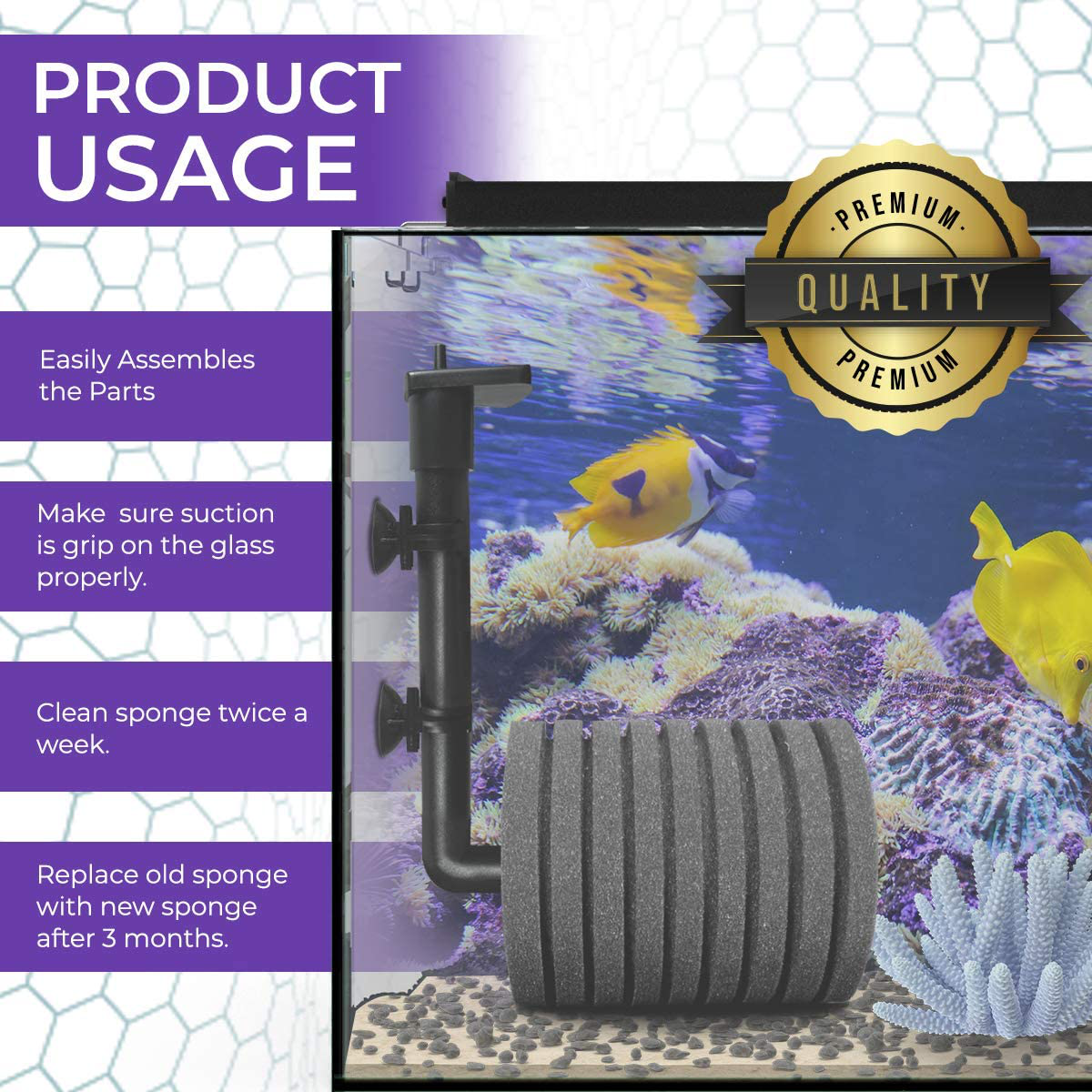 CORISRX BEST of YOUR LIFESTYLE 150 Gal Aquarium Sponge Filter for Fish Tank Sponge Foam Tubing