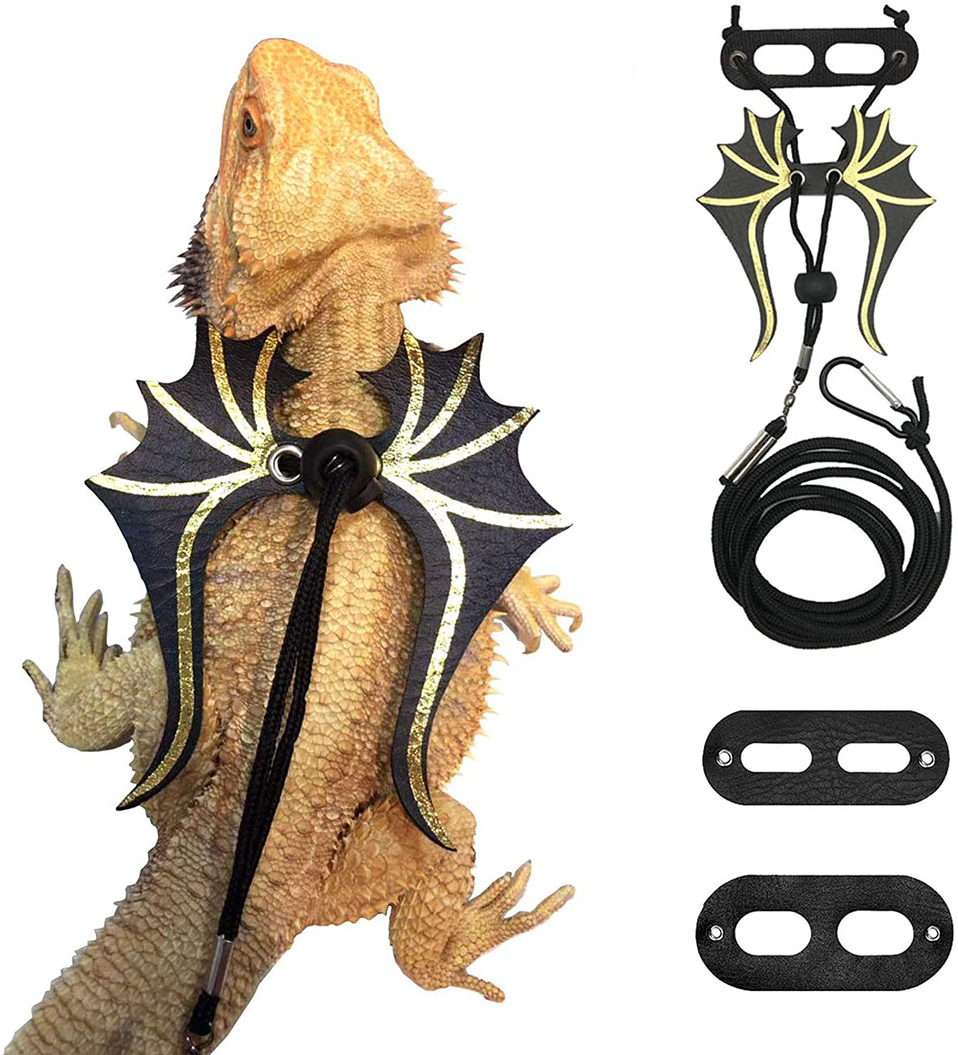 Bearded Dragon Lizard Leash Harness - 3 Size Pack Dinosaur Wing Lizard Harness Leash for Bearded Dragon Lizard Reptiles Animals & Pet Supplies > Pet Supplies > Small Animal Supplies > Small Animal Habitat Accessories ADOGGYGO   