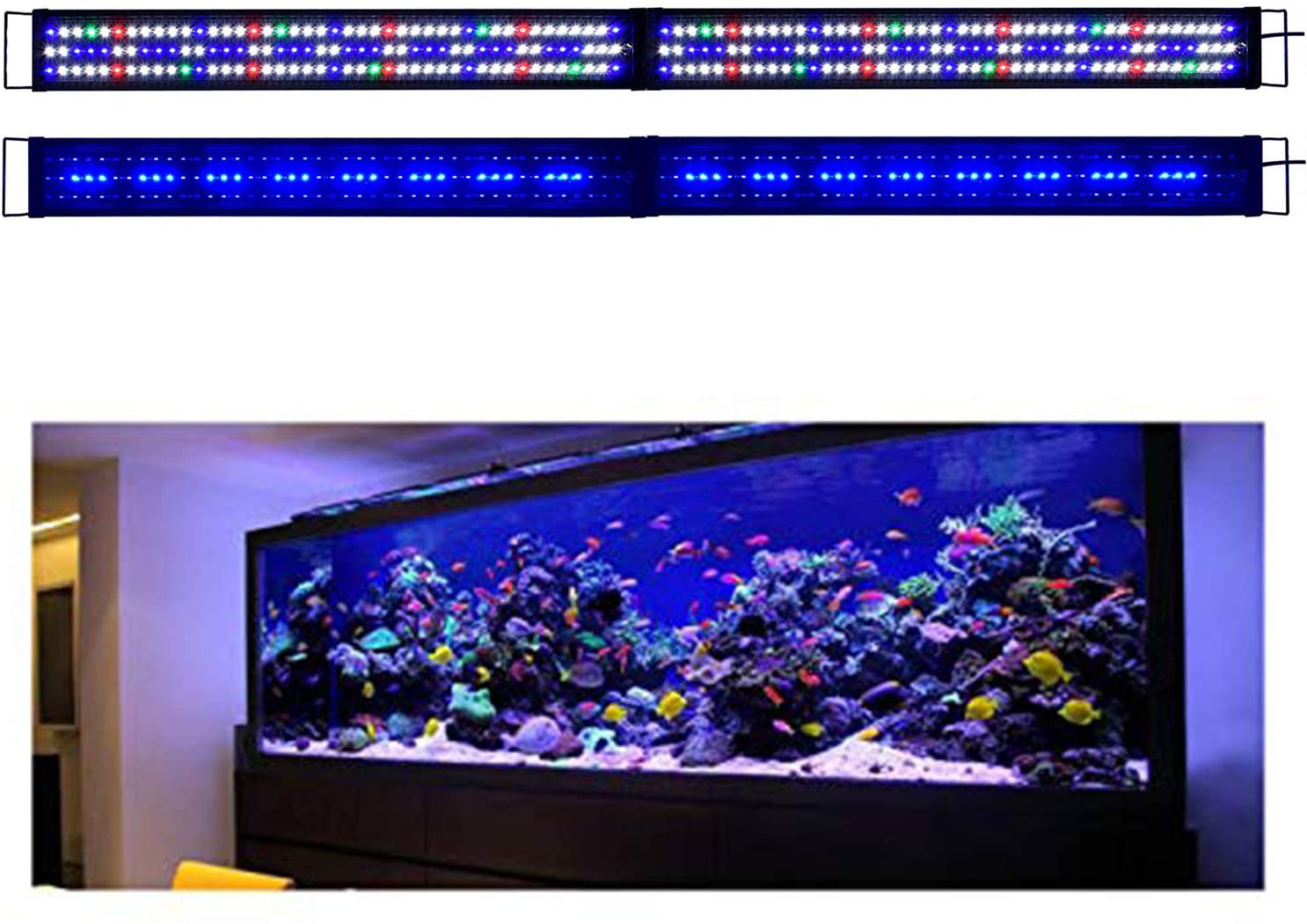 KZKR Aquarium LED Fish Tank Light 16-84 Inch Remote Control Hood Lamp for Freshwater Saltwater Marine Full Spectrum Blue and White Decorations Light Animals & Pet Supplies > Pet Supplies > Fish Supplies > Aquarium Lighting KZKR Full Spectrum 72-84 Inch  