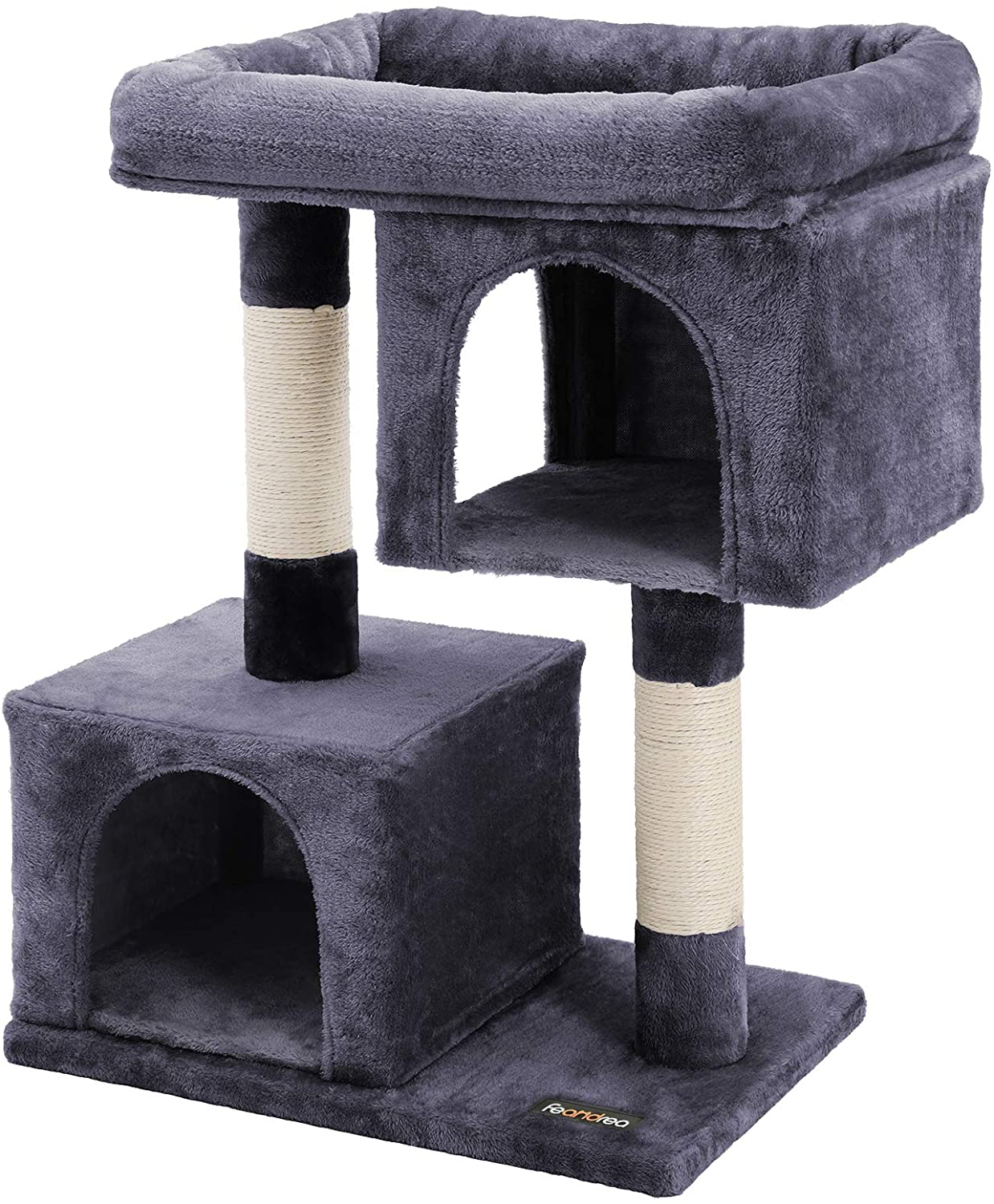 FEANDREA Cat Tree for Large Cats, Cat Tower 2 Cozy Plush Condos and Sisal Posts Animals & Pet Supplies > Pet Supplies > Cat Supplies > Cat Furniture FEANDREA Smoky Gray  