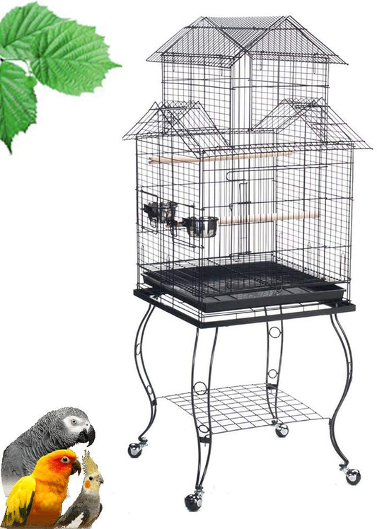 New Large 55-Inch Large Canary Parakeet Cockatiel Lovebird Finch Roof Top Bird Cage with Removable Stand (Black Vein) Animals & Pet Supplies > Pet Supplies > Bird Supplies > Bird Cages & Stands Mcage   