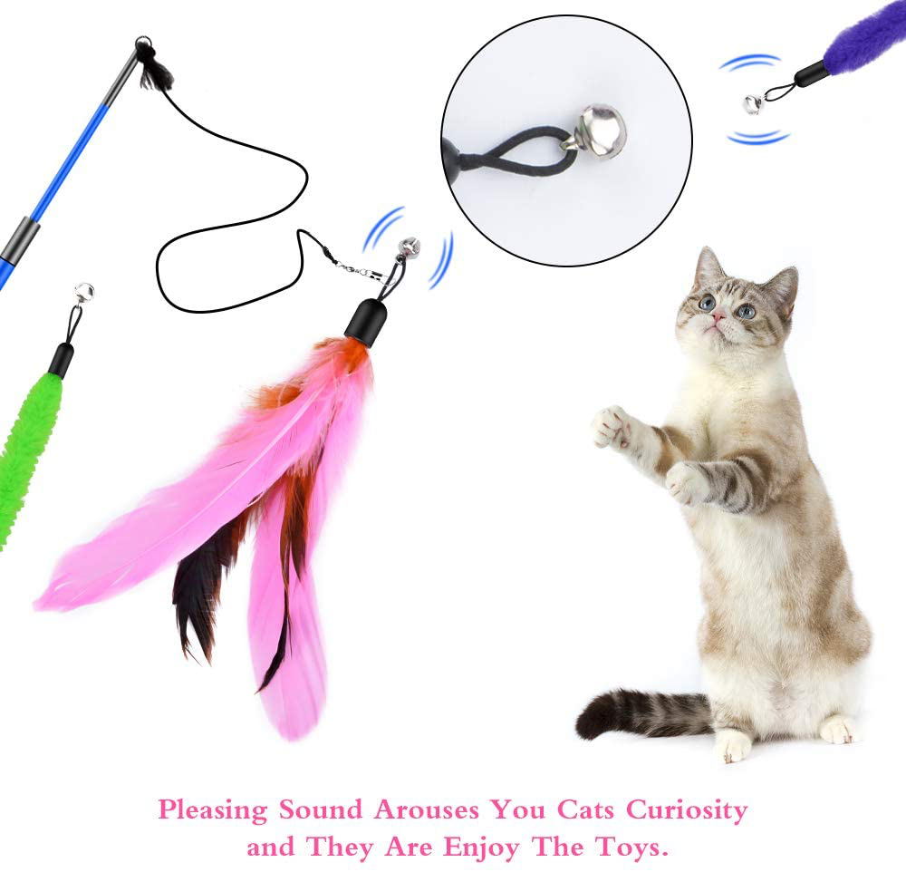 Cat Toys Interactive Cat Feather Wand, Kitten Toys 2Pcs Retractable Ca –  KOL PET