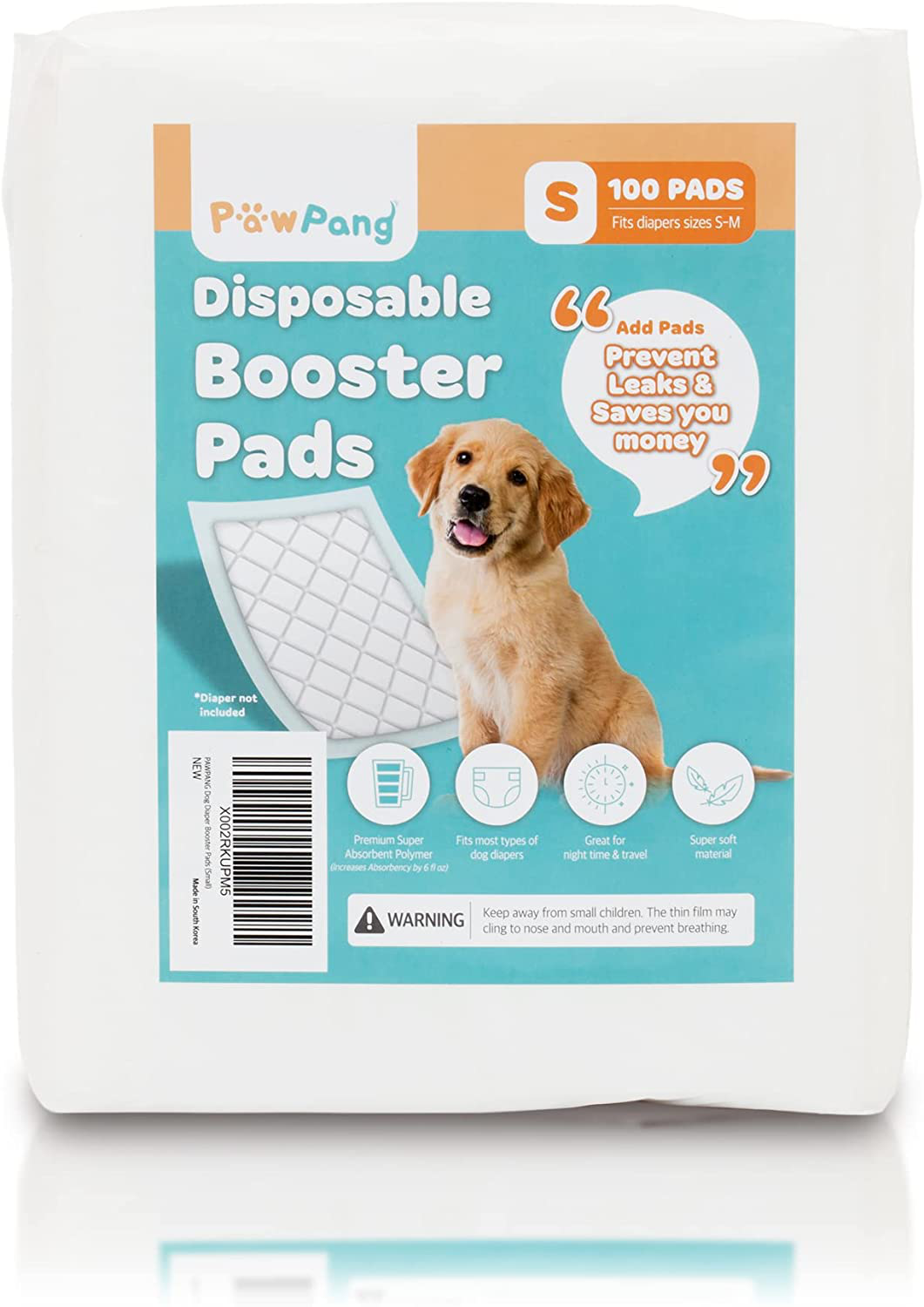 PAWPANG Disposable Dog Diaper Liners Booster Pads for Male & Female Dogs, 100Ct, 4 Sizes Variations, Doggie Diaper Inserts Fit Most Types of Dog Diapers - Pet Belly Bands & Male Wraps Animals & Pet Supplies > Pet Supplies > Dog Supplies > Dog Diaper Pads & Liners PAWPANG Small  