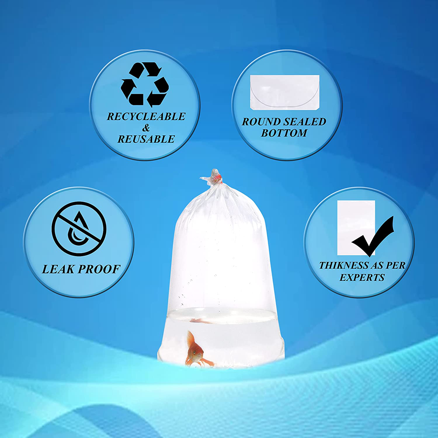 ALFA Fishery Bags Pack of 100 Leak Proof Clear Plastic Fish Bags