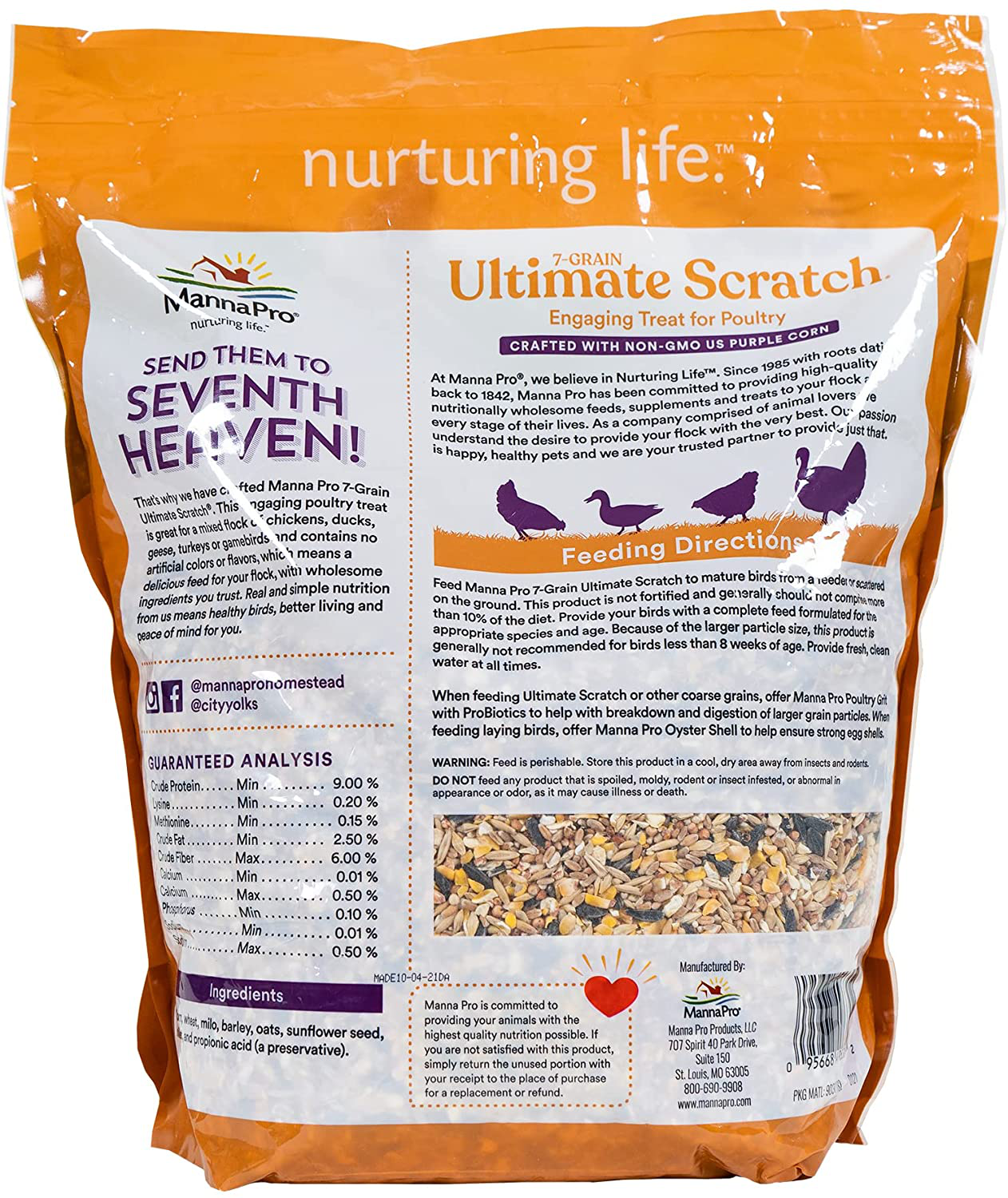 Manna Pro 7-Grain Ultimate Chicken Scratch | Scratch Grain Treat for Chickens and Other Birds | Non-Gmo Natural Ingredients | 10 Pounds Animals & Pet Supplies > Pet Supplies > Bird Supplies > Bird Treats Manna Pro- Pets   