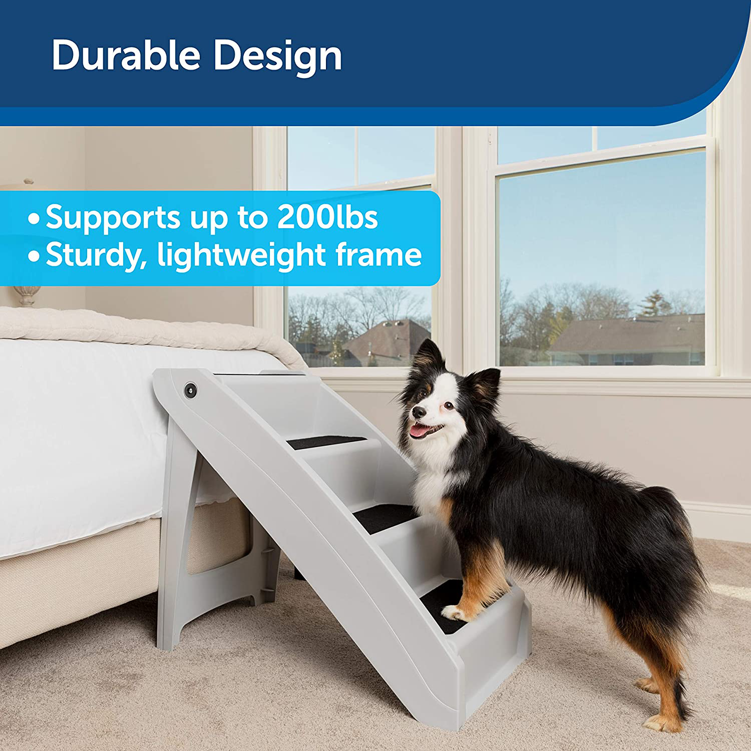 Petsafe Cozyup Folding Pet Steps - Pet Stairs for Indoor/Outdoor at Home or Travel - Dog Steps for High Beds - Dog Stairs with Siderails, Non-Slip Pads - Durable, Support up to 150 Lbs - Large, Tan Animals & Pet Supplies > Pet Supplies > Cat Supplies > Cat Beds Radio Systems Corporation   