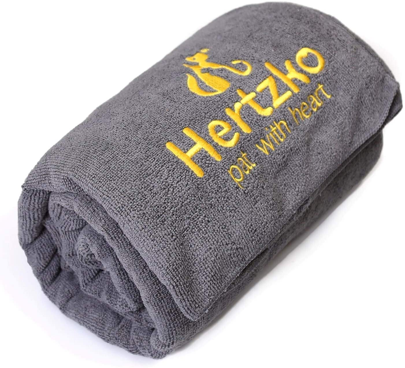 HERTZKO Microfiber Pet Bath Towel, Ultra-Absorbent & Machine Washable for Small, Medium, Large Dogs and Cats (Grey) Animals & Pet Supplies > Pet Supplies > Dog Supplies > Dog Kennels & Runs Hertzko   