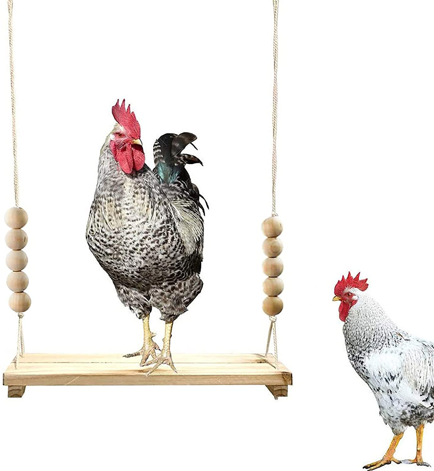 Besimple Chicken Swing Toy, Chicken Perch Ladder with Natural Wooden, Handmade Chicken Coop Swing Ladder Toy Wood Stand for Poultry Run Rooster Hens Chicks Bird Pet Parrots Macaw Animals & Pet Supplies > Pet Supplies > Bird Supplies > Bird Ladders & Perches Besimple   