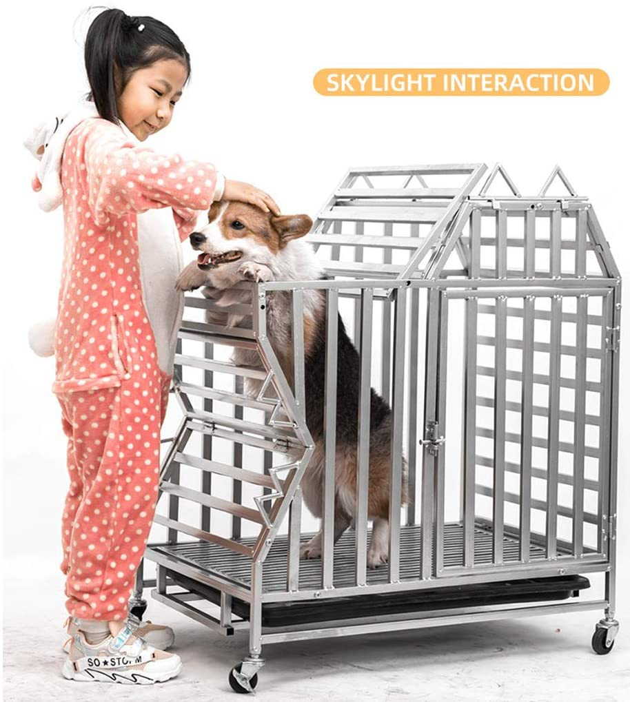 Liushop Dog Crate Dog Cage Full Square Tube Dog Cage Pet Dog Cage Indoor Pet Cage Cartoon Dog Shape Dog Cage Animals & Pet Supplies > Pet Supplies > Dog Supplies > Dog Houses liushop   