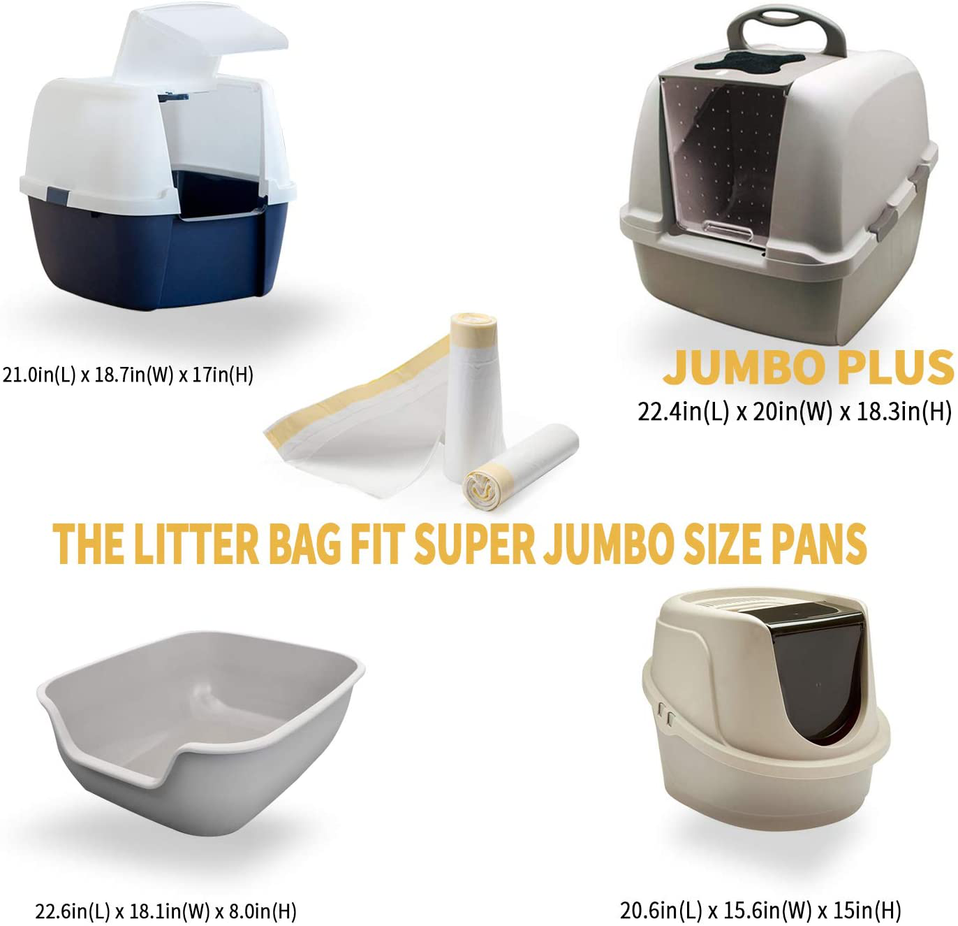 KONE Cat Litter Box Liners 20 COUNT Drawstring Kitty Litter Pan