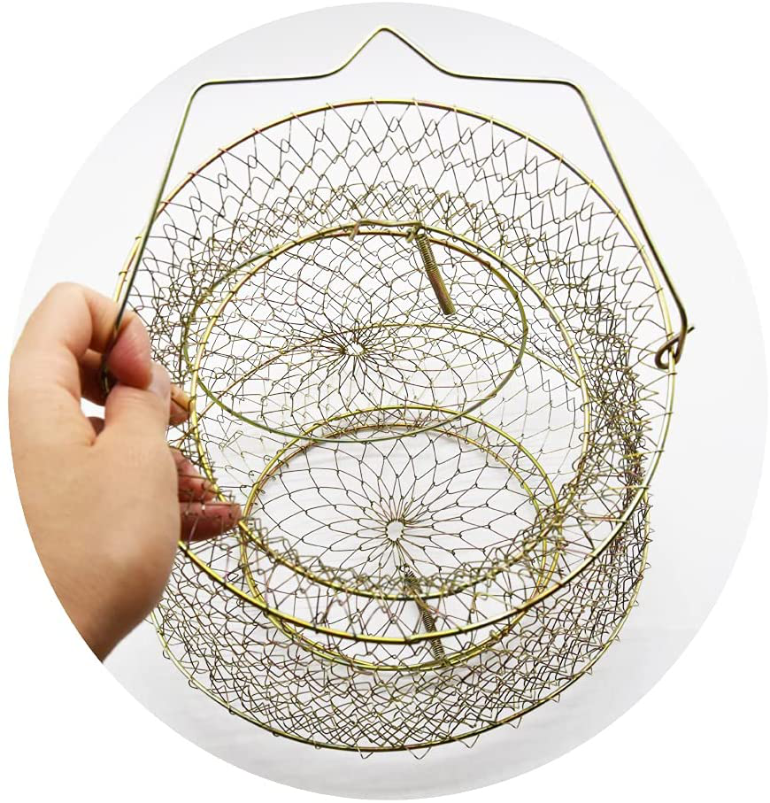 NA Collapsible Fish Crab Basket Bag Galvanized Wire Fish Crab Basket Fshing Net Cage Size: 9.8"X13.8"/11.8"X15.4" Animals & Pet Supplies > Pet Supplies > Fish Supplies > Aquarium Fish Nets N\\A   