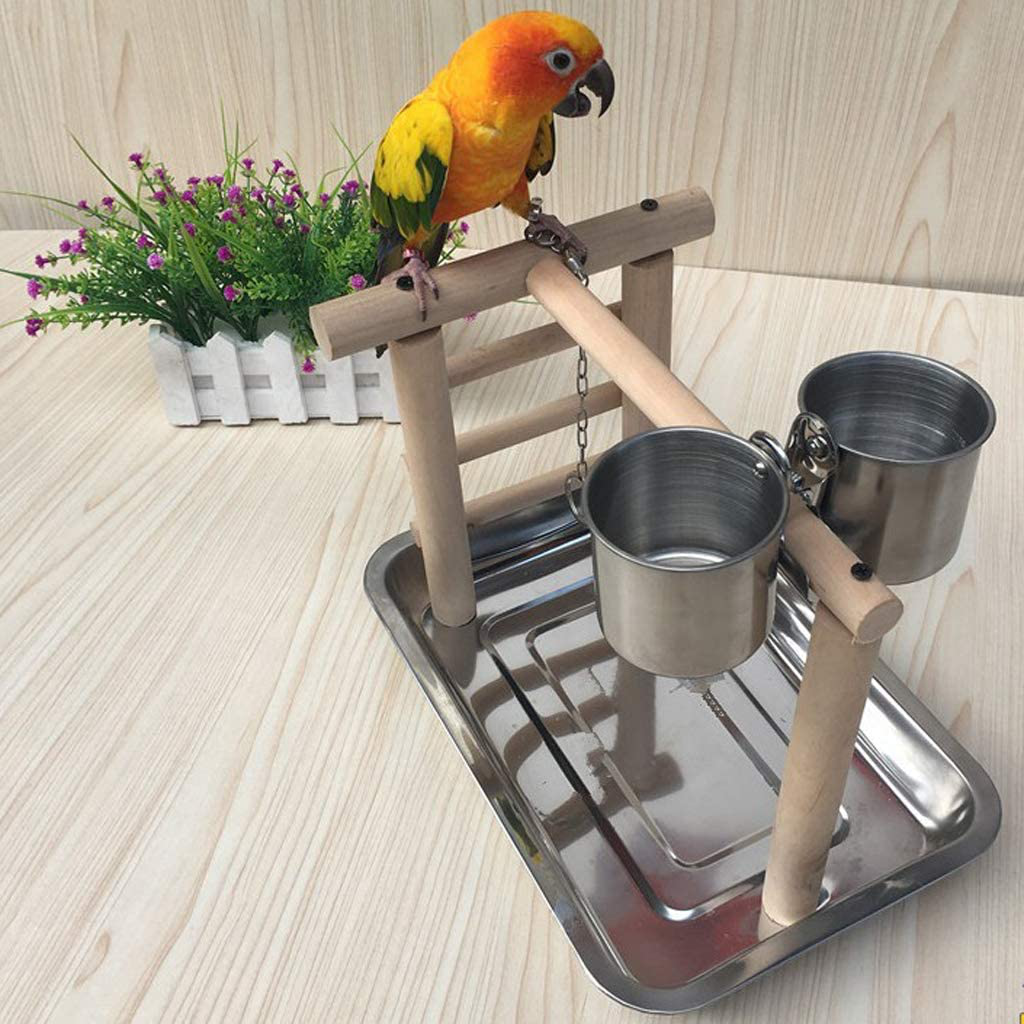 LOVIVER Bird Perch, Parrot Training Stand, Play Gym Tabletop with 2 Feeder Cups Animals & Pet Supplies > Pet Supplies > Bird Supplies > Bird Gyms & Playstands LOVIVER   