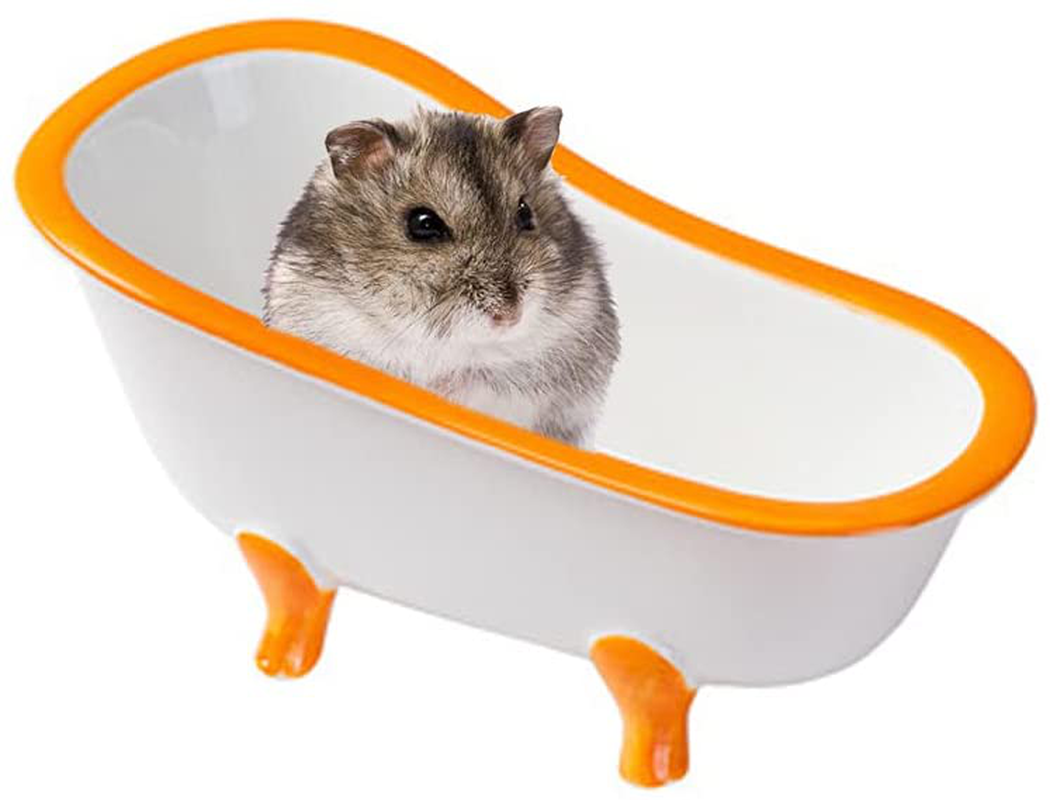 ARBOZEW Hamster Sand Bathtub, Small Animal Ceramic Bathroom, Rat Bathtub Accessories Cage Toys, Relax Bathing Sand Room, Pink, Yellow, Blue, Orange