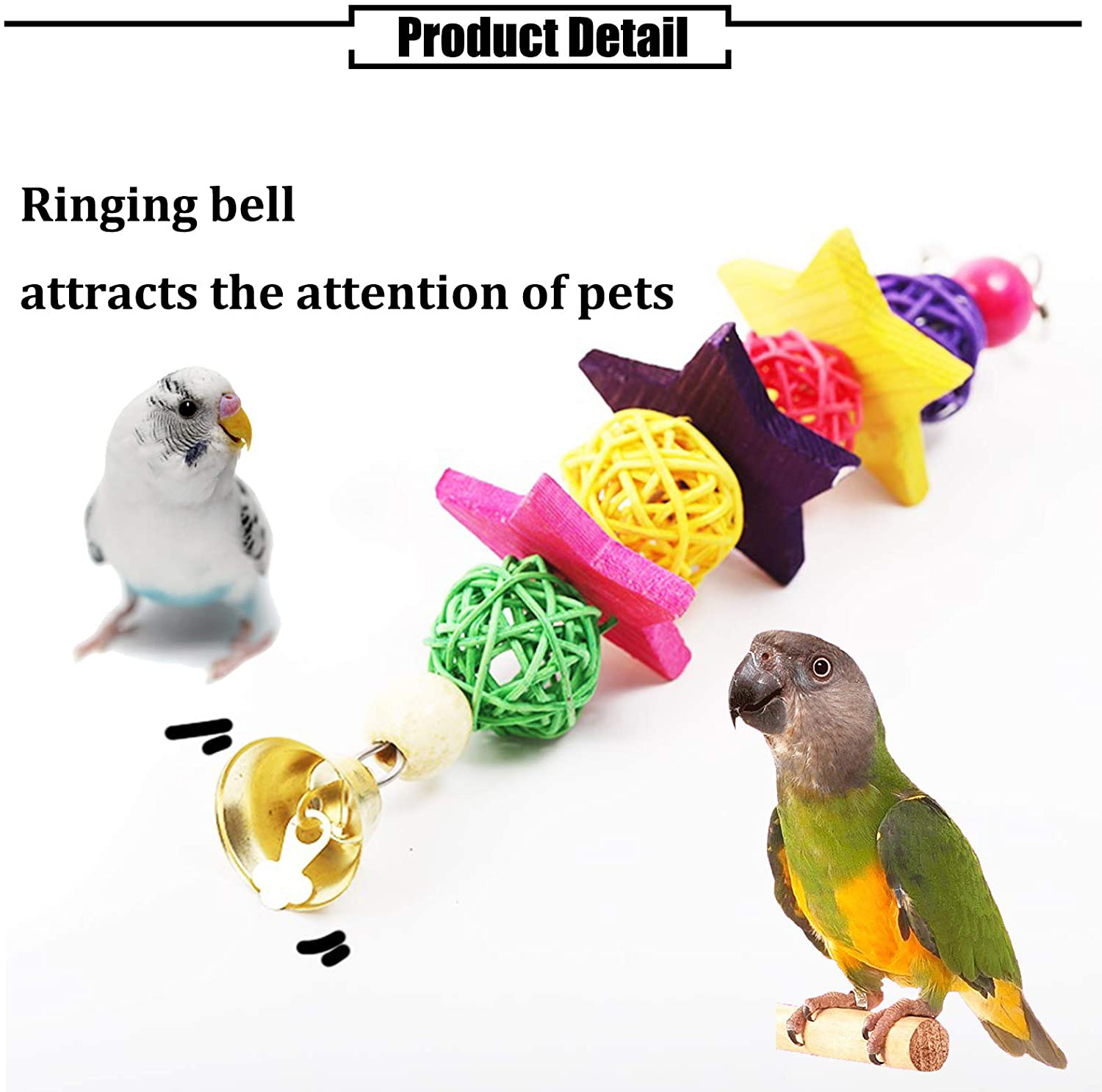 PINVNBY Bird Parrot Swing Chewing Toys Hanging Hammock Bell Pet Birds Cage Toys Wooden Perch with Wood Beads for Small Parakeets, Parrots, Conures, Love Birds, Cockatiels, Macaws, Finches Animals & Pet Supplies > Pet Supplies > Bird Supplies > Bird Ladders & Perches PINVNBY   