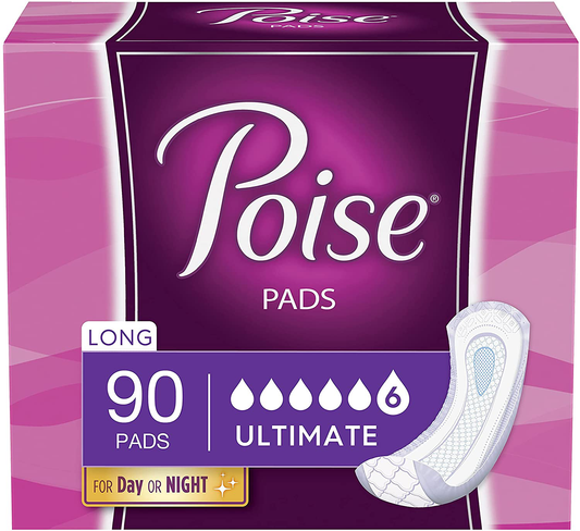 Poise Incontinence Pads for Women, Ultimate Absorbency, Long, Original Design, 90 Count (2 Packs of 45) (Packaging May Vary) Animals & Pet Supplies > Pet Supplies > Dog Supplies > Dog Diaper Pads & Liners Poise   