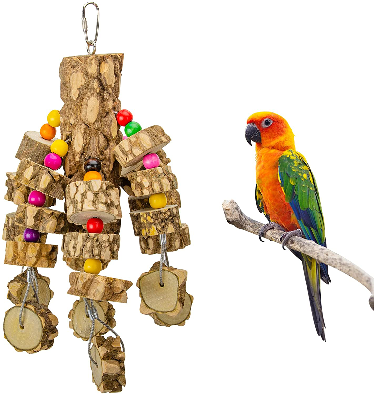 MYFAMIREA Parrot Toys for Medium Birds, Parrot Chewing Toy Bird Cage Chewing Toy for African Greys, Cockatoos, Macaws, Small Medium and Large Birds Animals & Pet Supplies > Pet Supplies > Bird Supplies > Bird Toys MYFAMIREA Natural Wood  