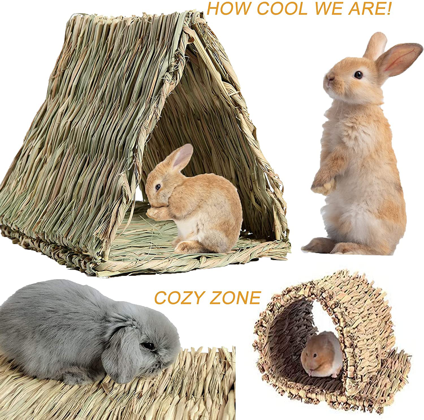 Grass Mat-Woven Bed Mat, Rabbit Bunny Bedding Mat for Small Animals, Natural Straw Woven Grass Bed Mat Chew Toys Bed for Pet, Guinea Pig Hamster Chinchilla Parrot Squirrel Rat 3PCS Animals & Pet Supplies > Pet Supplies > Small Animal Supplies > Small Animal Bedding WoLover   