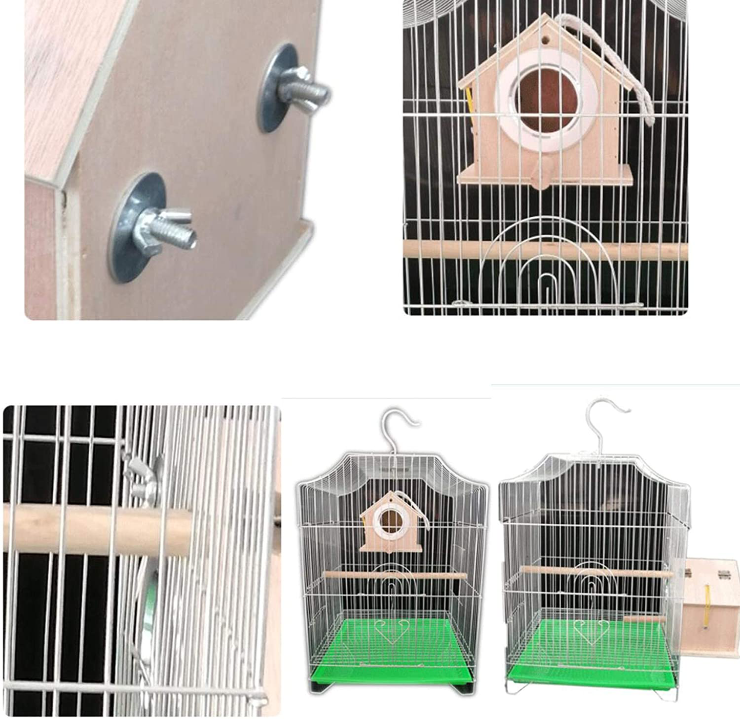 Alfyng Parakeet Nest Warm Box, Bird Breeding Box, Parrot Wood House Nesting Box, Parrotlets Budgie Mating Box, Aviary Cage Box for Lovebirds, Cockatiel, with Birds Stand Perch Animals & Pet Supplies > Pet Supplies > Bird Supplies > Bird Cages & Stands alfyng   