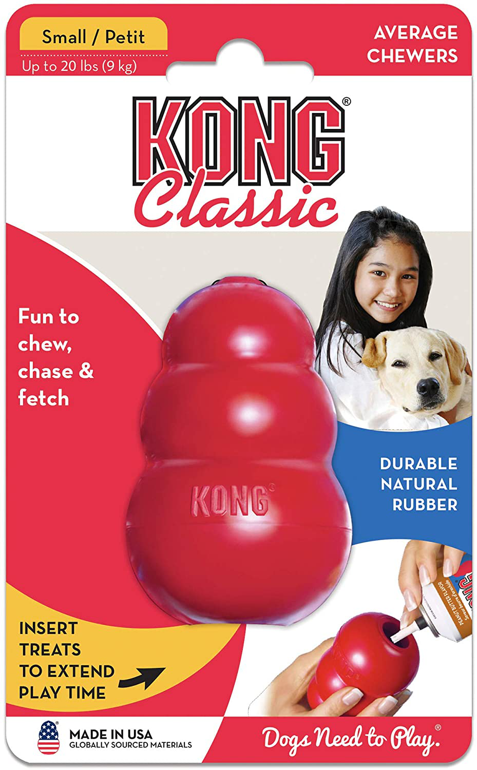 KONG - Classic Dog Toy, Durable Natural Rubber- Fun to Chew, Chase and Fetch - for Small Dogs Animals & Pet Supplies > Pet Supplies > Dog Supplies > Dog Toys KONG   