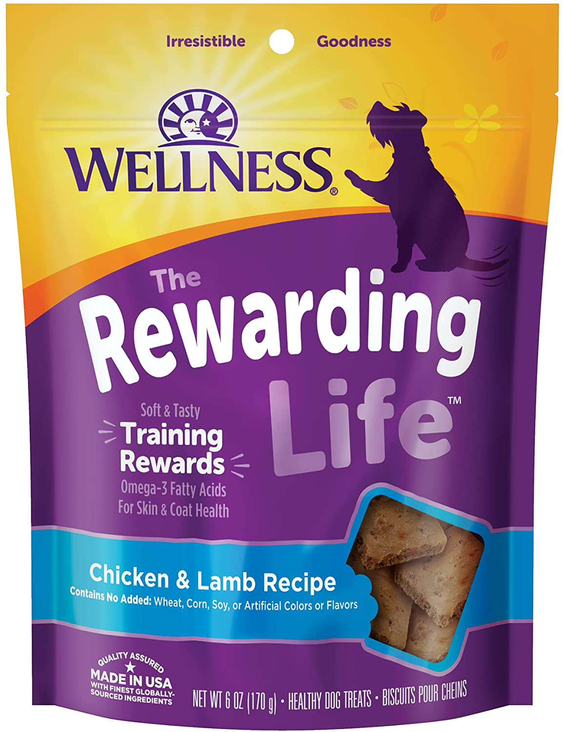 Wellness Wellbars Natural Grain Free Crunchy Dog Treat Biscuits Animals & Pet Supplies > Pet Supplies > Small Animal Supplies > Small Animal Treats Wellness Natural Pet Food Chicken & Lamb 6 Ounce (Pack of 1) 