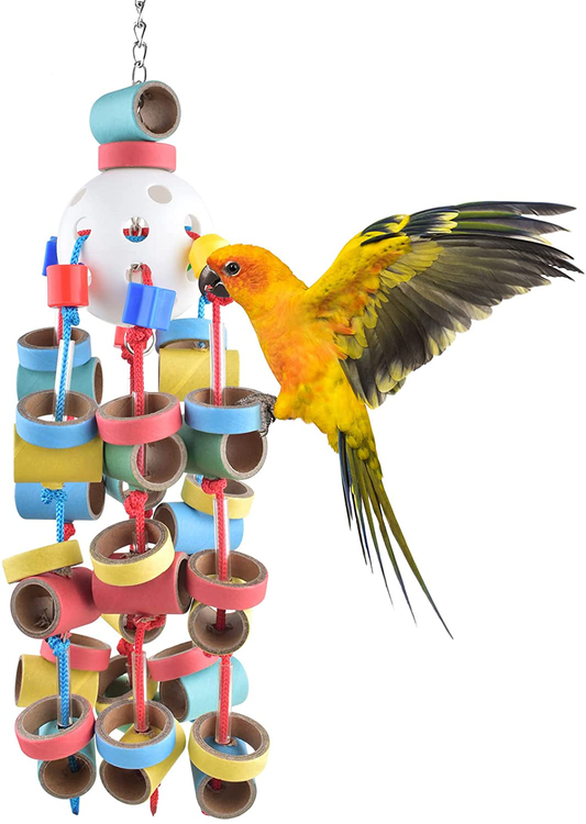 Bissap Bird Toys for Parrots, Bagel Cascade Bird Toy Paper Cardboard Rings Birds Chewing Parrots Toys for Amazons African Greys Eclectus Cockatoos Macaws and Pet Birds Animals & Pet Supplies > Pet Supplies > Bird Supplies > Bird Toys Bissap   