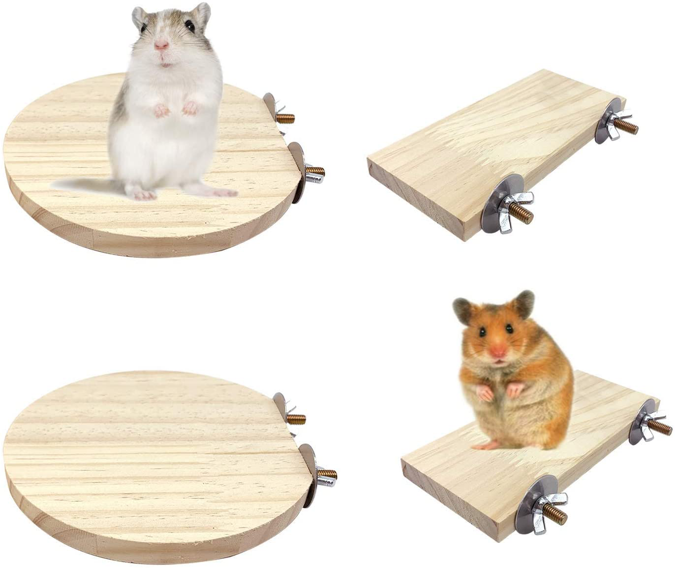 Tfwadmx Natural Wooden Hamster Stand Platform Guinea Pigs Climbing Exercise Toy Lookout Platform Gerbil Activity Playground for Squirrel Chinchilla Dwarf Parrot and Small Animals Cage Accessories