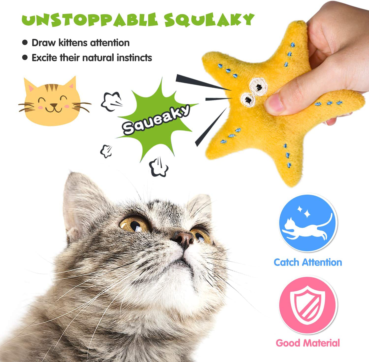 Vitscan Cat Toys for Indoor Cats, Interactive Cat Toy, Cat Chew Toy for Aggressive Chewers Bite Resistant, Crinkle Squeaky Catnip Toys Plush Stuffed Animal Pet Kitten Dog Toys Animals & Pet Supplies > Pet Supplies > Bird Supplies > Bird Treats Vitscan   