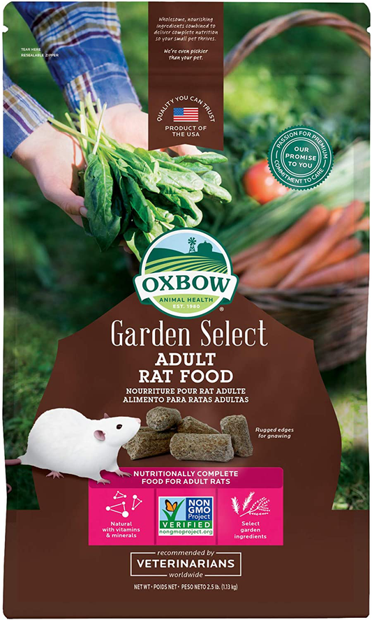 Oxbow Animal Health Garden Select Adult Rat Food, Garden-Inspired Recipe for Adult Rats, Non-Gmo, Made in the USA, 2.5 Pound Bag Animals & Pet Supplies > Pet Supplies > Small Animal Supplies > Small Animal Food Oxbow   