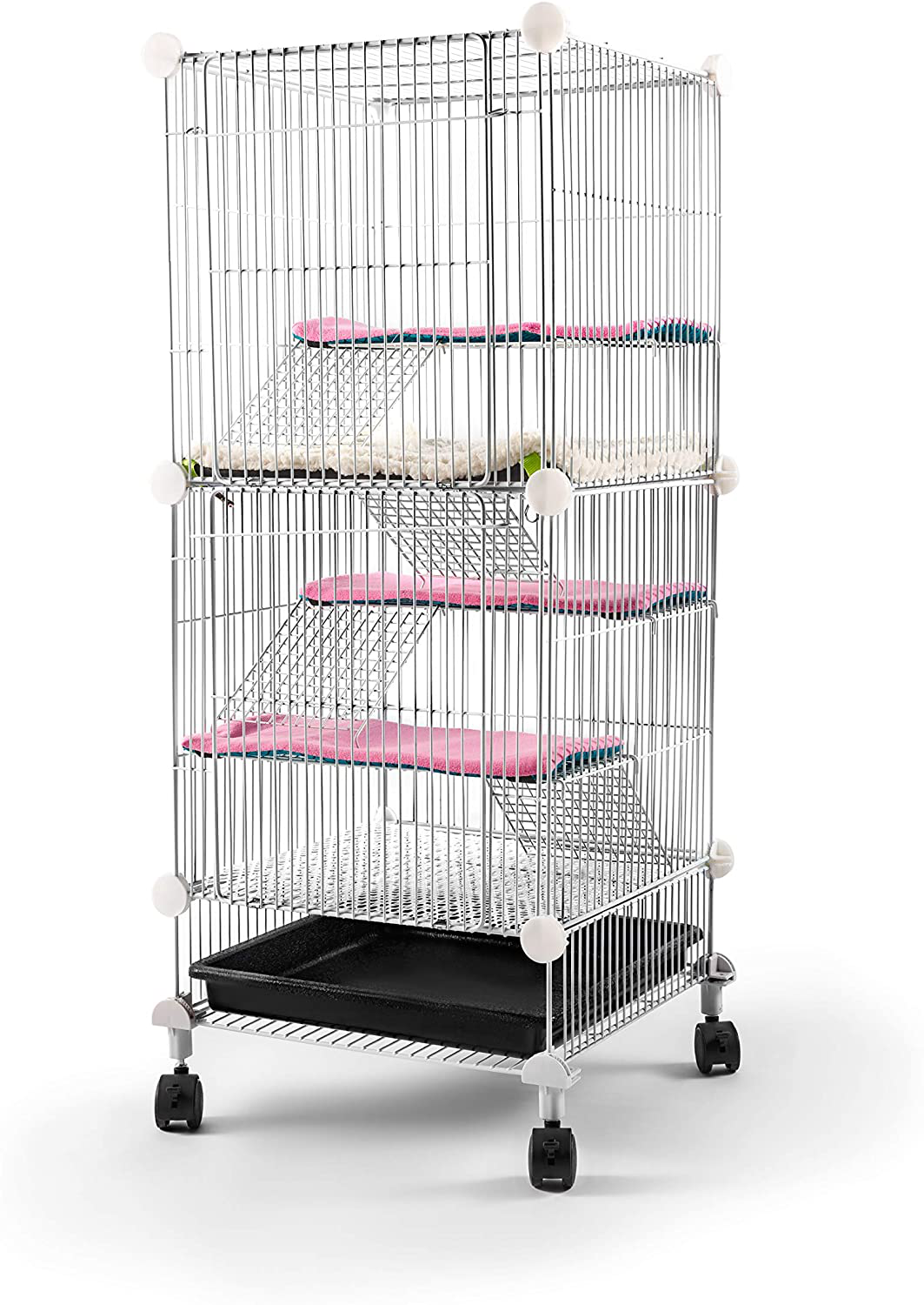 Pet Hutch Cages for Hamster, Rat or Other Small Animals Indoor, Expandable and Stackable, 14X14X28 In