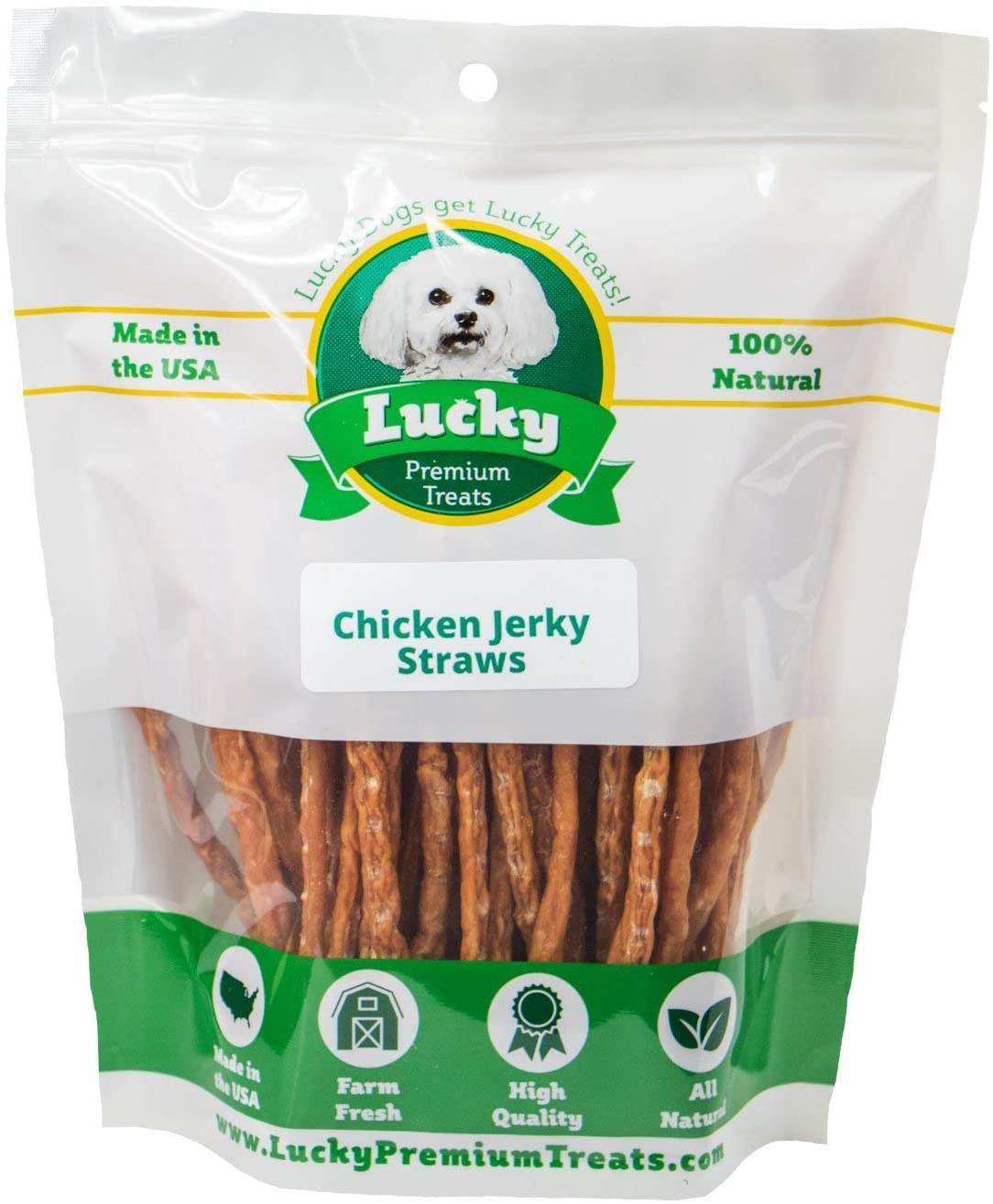 Lucky Premium Treats Natural Chicken Jerky Straws Dog Treats Animals & Pet Supplies > Pet Supplies > Small Animal Supplies > Small Animal Food Lucky Premium Treats 1 lb  