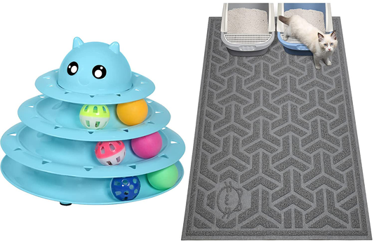 UPSKY Cat Litter Mat Litter Trapping Mat and Cat Toy Roller 3-Level Turntable Cat Toys Balls. Animals & Pet Supplies > Pet Supplies > Cat Supplies > Cat Litter Box Mats UPSKY   