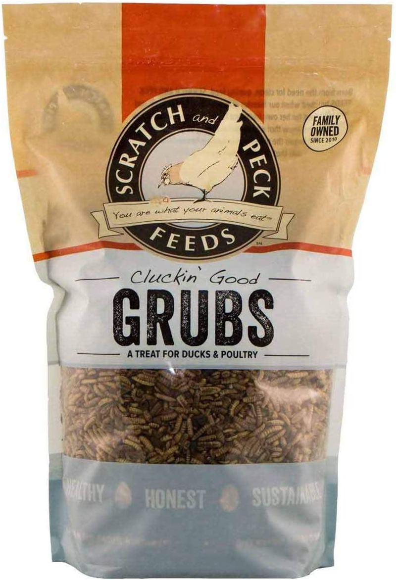 Scratch and Peck Feeds Cluckin' Good Grubs for Chickens - Natural Protein and Calcium Supplement Feed - Dried Black Soldier Fly Larvae Bird Treats