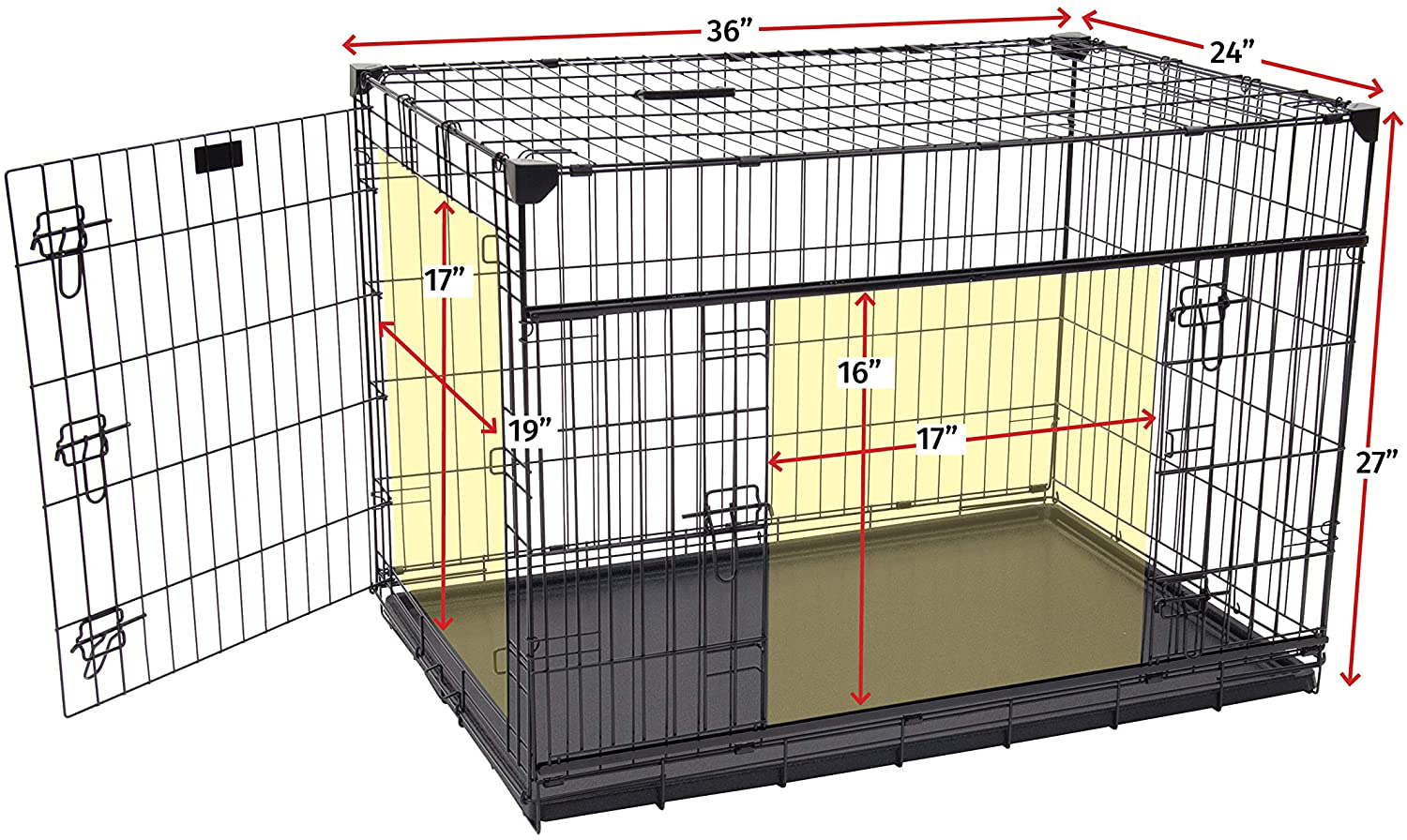 Lucky Dog 36” (M/L) Slyder Whisper Glide Sliding Door Dog Crate | 2Nd Side Door Access | Patented Corner Stabilizers | Removable Tray | Rubber Feet | Carrying Handle Animals & Pet Supplies > Pet Supplies > Dog Supplies > Dog Kennels & Runs Lucky Dog   