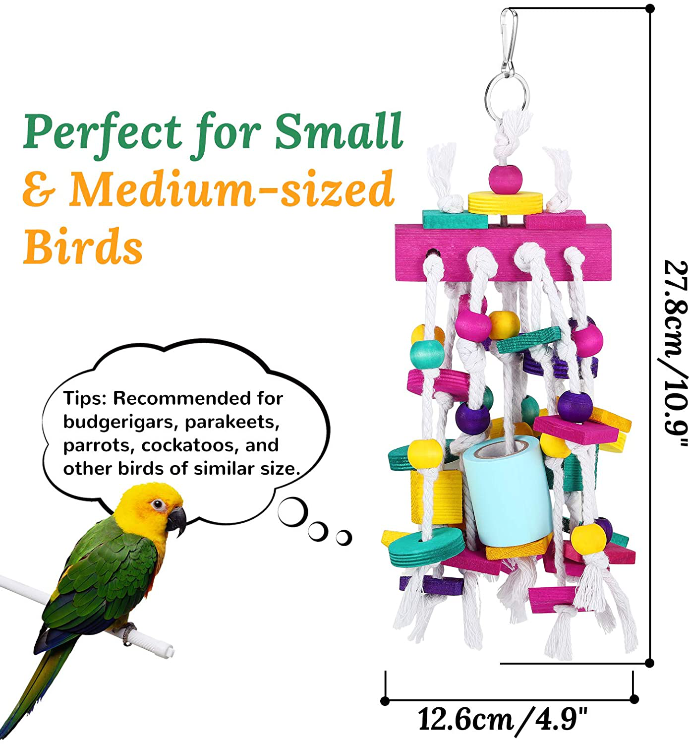 Pawaboo Pet Bird Chewing Toys, Parrot Cage Bite Toys, Bird Tearing Entertaining Toys, Multicolored Wooden Block Tearing Toys for Small and Medium Parrots and Pet Birds, Colorful Animals & Pet Supplies > Pet Supplies > Bird Supplies > Bird Treats Pawaboo   