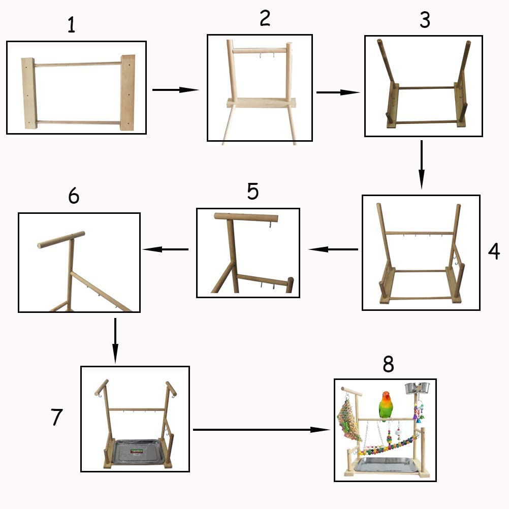 Kathson Parrots Playground Bird Perch Gym Playpen Birds Chewing Toys Bridges with Swings Food Bowl for Parakeets African Grey Conures Cockatiel Cockatoos Parrotlets Animals & Pet Supplies > Pet Supplies > Bird Supplies > Bird Gyms & Playstands kathson   