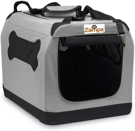 Pet Portable Crate – Great for Travel, Home and Outdoor – for Dog’S, Cat’S and Puppies – Comes with a Carrying Case Animals & Pet Supplies > Pet Supplies > Dog Supplies > Dog Kennels & Runs Zampa Grey/Black (28” x 20.5” x 20.5”) 