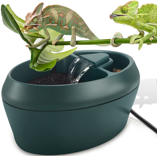 NEPTONION Reptile Chameleon Cantina with Snacks Trough, Drinking Fountain Water Dripper for Amphibians Insects Lizard Turtle Snake Spider Frog Gecko, Comes with Two Pumps (One for Replacement) Animals & Pet Supplies > Pet Supplies > Reptile & Amphibian Supplies > Reptile & Amphibian Habitat Accessories NEPTONION   