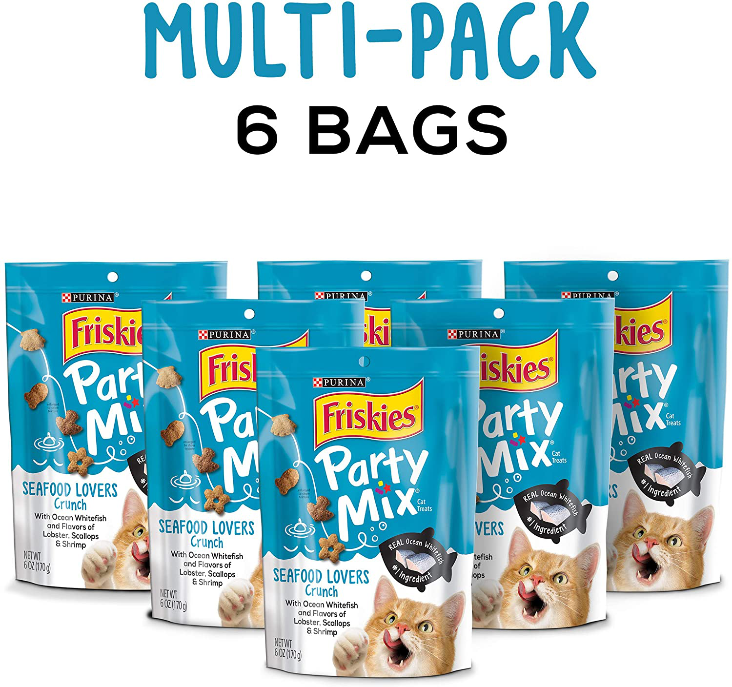 Purina Friskies Made in USA Facilities Cat Treats, Party Mix Seafood Lovers Crunch - 6 Oz. Pouches, Pack of 6 Animals & Pet Supplies > Pet Supplies > Cat Supplies > Cat Treats Nestle Purina Pet   