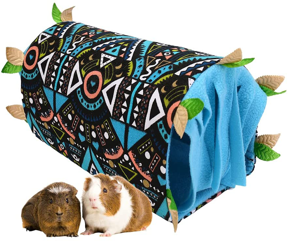 Guinea Pig Hideout Cave with Curtain, Hamster Hideaway Tunnel, Small Animals Cage Accessories Sleeping Habitats