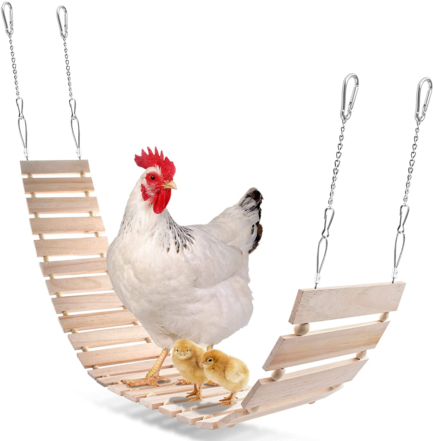 KATUMO Chicken Swing Chicken Perch Chicken Ladder for Coop Natural Wood Chicken Toy Chicken Coop Accessory Bird Swing for Chickens, Birds, Parrots, Total Length 112Cm/44.09'' Animals & Pet Supplies > Pet Supplies > Bird Supplies > Bird Ladders & Perches KATUMO Plain  