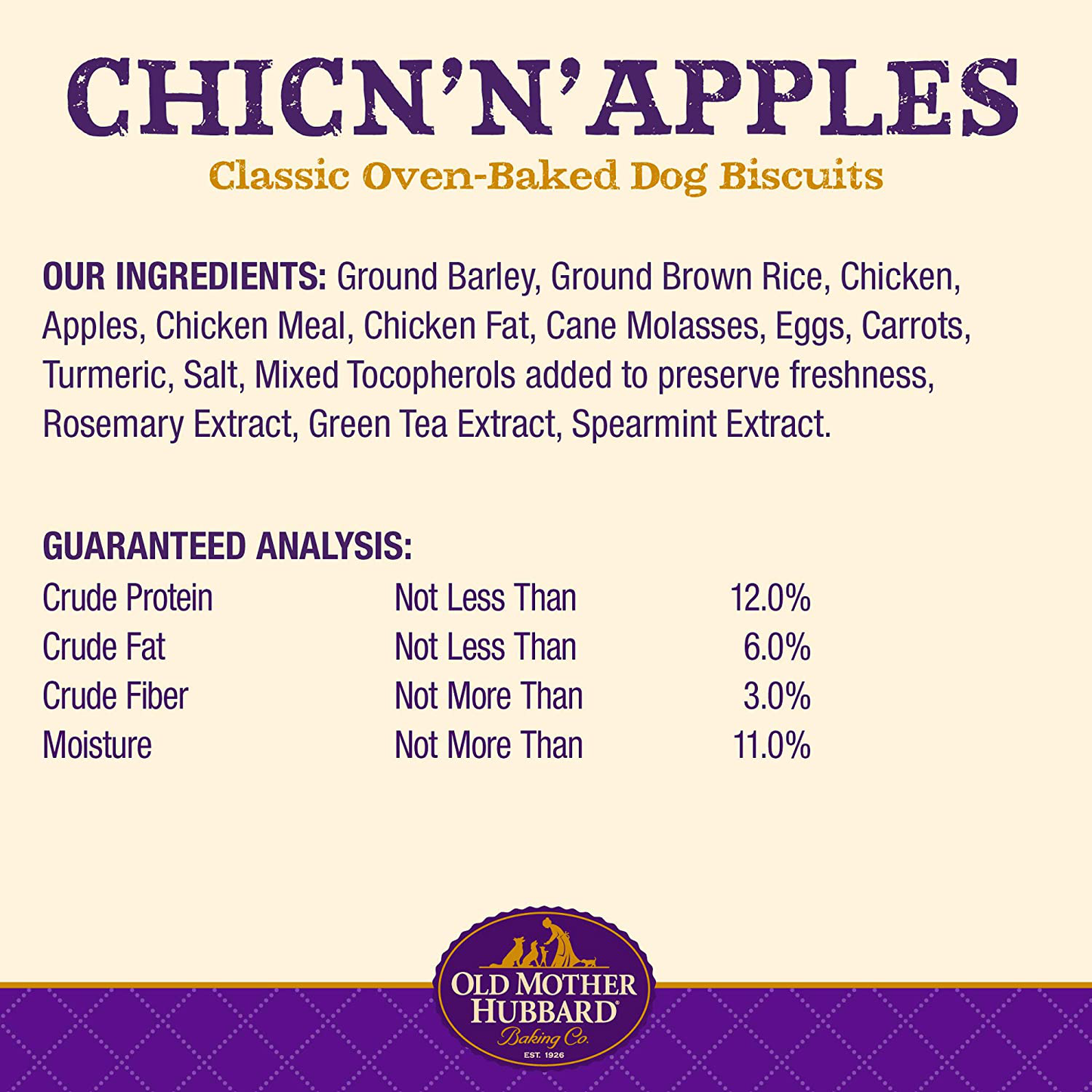 Old Mother Hubbard Classic Natural Dog Treats, Chicken and Apples, Oven Baked, Crunchy Dog Treats, Mini Training Treats, Small Dogs, No Artificial Preservatives, Wheat Free Animals & Pet Supplies > Pet Supplies > Dog Supplies > Dog Treats Old Mother Hubbard   