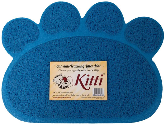 Kitti Cat Litter anti Tracking Mats, Paw Print, Blue