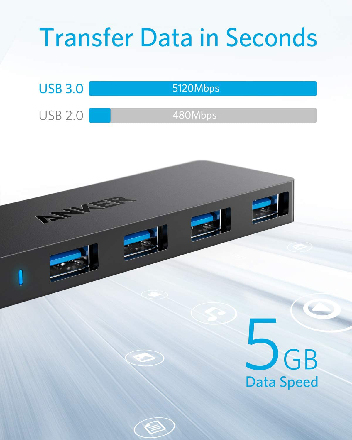 Anker 4-Port USB 3.0 Hub, Ultra-Slim Data USB Hub with 2 Ft Extended Cable [Charging Not Supported], for Macbook, Mac Pro, Mac Mini, Imac, Surface Pro, XPS, PC, Flash Drive, Mobile HDD Animals & Pet Supplies > Pet Supplies > Reptile & Amphibian Supplies > Reptile & Amphibian Substrates Anker   