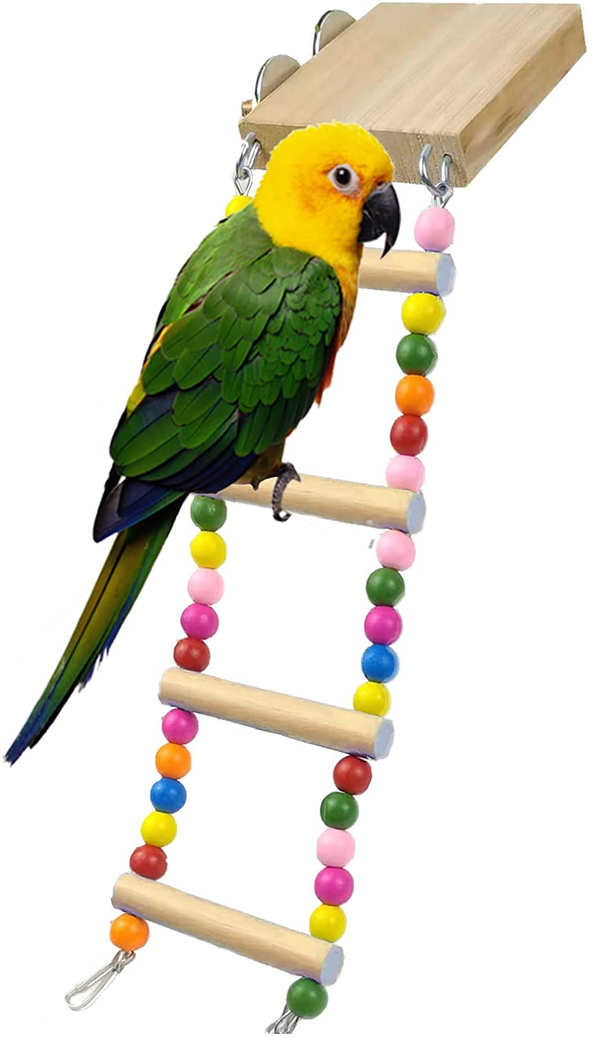 Dnoifne Bird Wooden Ladder Toy, Parrot Bird Perch Springboard with Ladders, Hanging Pet Bird Cage Accessories, Funny Perch Training Toys for Parrot Macaw African Budgies Cockatiels Hamster Squirrel Animals & Pet Supplies > Pet Supplies > Bird Supplies > Bird Ladders & Perches Dnoifne   