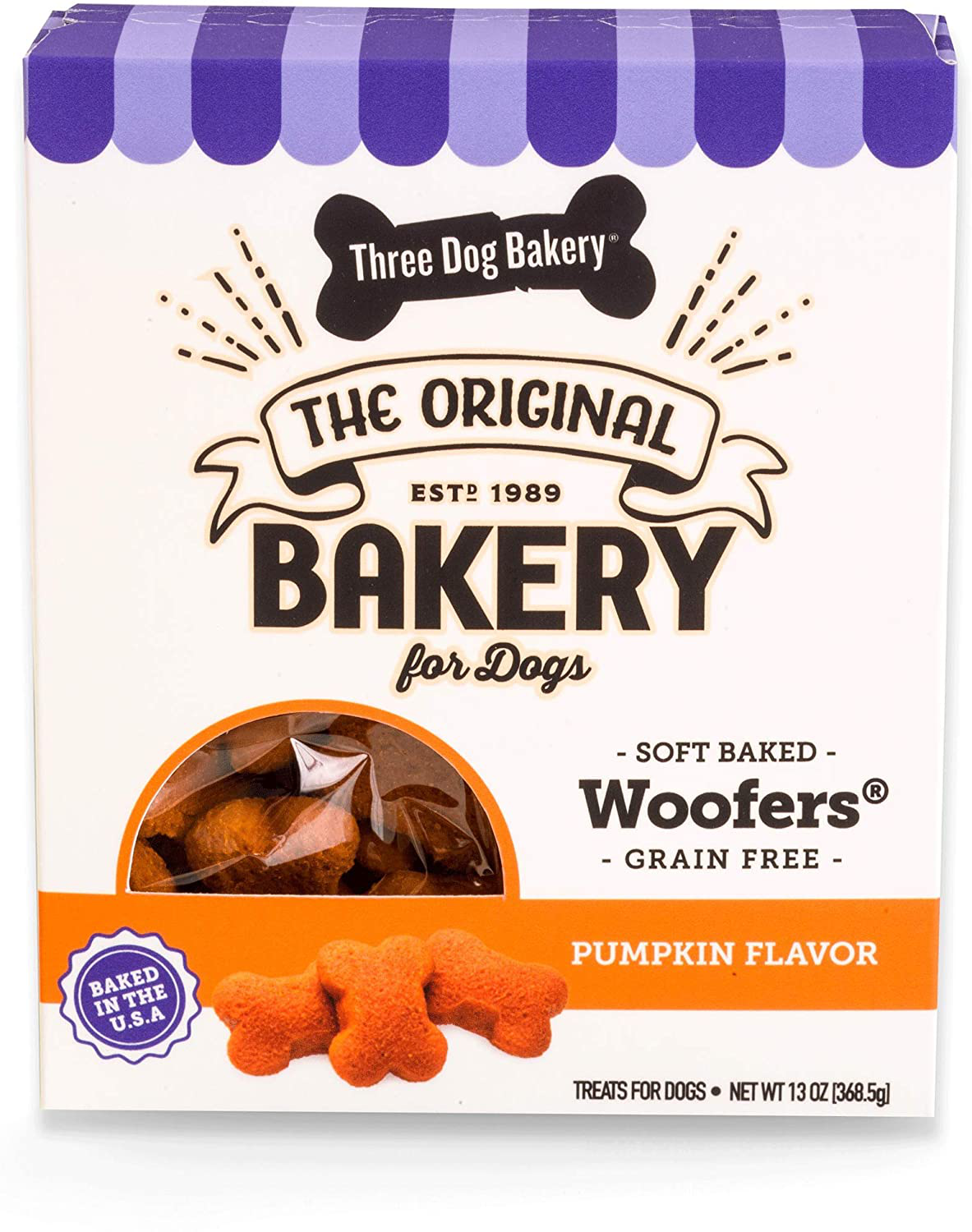 Three Dog Bakery Grain Free Soft Baked Woofers, Premium Treats for Dogs, 36 Ounce Animals & Pet Supplies > Pet Supplies > Dog Supplies > Dog Treats Three Dog Bakery Pumpkin 13 Ounce (Pack of 1) 