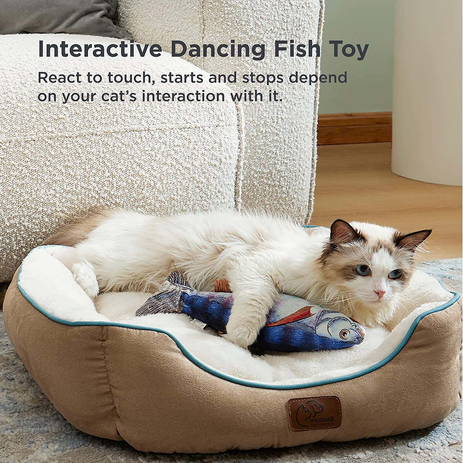Lesure Electric Floppy Fish Cat Toy - Flopping Fish Toy for Dogs, Interactive Moving Cat Toys for Indoor Cats, Cat Exercise Toy with Catnip Packet Animals & Pet Supplies > Pet Supplies > Cat Supplies > Cat Toys Bedsure Comfy Pet   