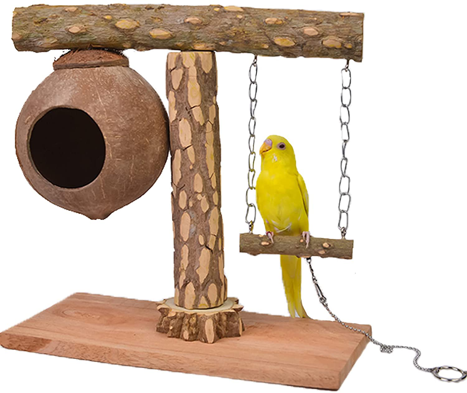 Bird Playstand Platform for Cockatiels, Parrots Playground Stand Perches, outside Birdcage Playpen Stand with Swing and Ladder, Natural Wood Tabletop Exercise Playgym for Parakeets, Conures, Cockatoo Animals & Pet Supplies > Pet Supplies > Bird Supplies > Bird Cages & Stands MKubwaa   