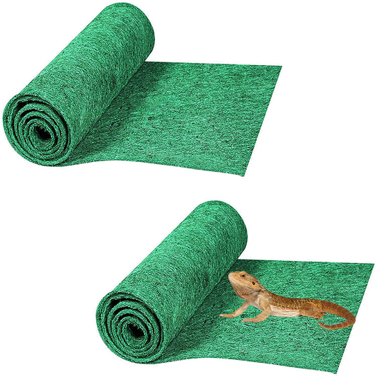 HERCOCCI 2 Pack Reptile Carpet, 39’’ X 20’’ Terrarium Bedding Substrate Liner Reptile Cage Mat Supplies for Bearded Dragon Lizard Tortoise Leopard Gecko Snake Animals & Pet Supplies > Pet Supplies > Reptile & Amphibian Supplies > Reptile & Amphibian Substrates HERCOCCI Green  